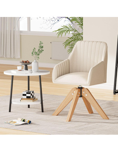 Silla de Acento Giratoria Furniliving Beige Tapizada