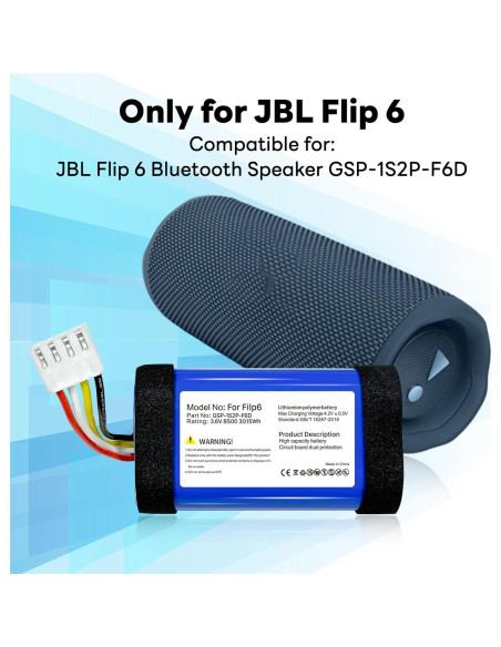 Batería de Reemplazo 8500mAh para JBL Flip 6 - Alta Capacidad Batería de Reemplazo 8500mAh para JBL Flip 6 - Alta Capacidad
