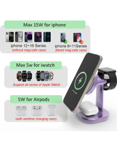 Cargador Inalámbrico 3 en 1 ViiQien para iPhone y Apple Watch 2