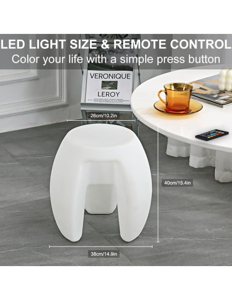 Taburete LED KEROVI de 40 cm, silla luminosa recargable RGB Taburete LED KEROVI de 40 cm, silla luminosa recargable RGB