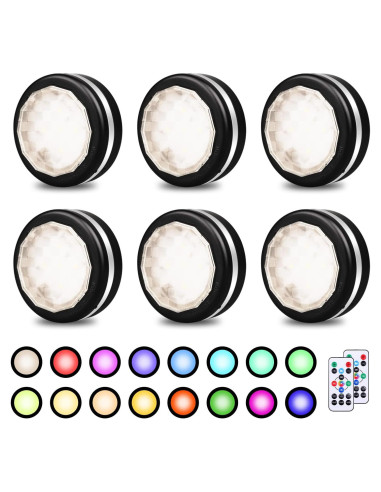 Luces Puck LED Petorobot 6 Piezas 16 Colores Control Remoto