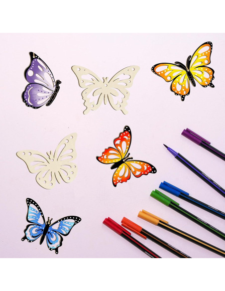 18 Piezas Adornos de Madera Hewyom para Pintar Mariposas 18 Piezas Adornos de Madera Hewyom para Pintar Mariposas