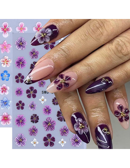 Stickers de Uñas 3D LOPMNGHT Flores de Margarita Multicolor Stickers de Uñas 3D LOPMNGHT Flores de Margarita Multicolor