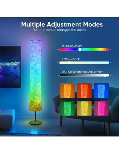 Lámpara de Pie LONRISWAY 147.8 cm RGB Dimmable Control Remoto