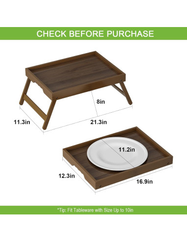 Mesa Bandeja para Cama Artmalle de Bambú Plegable 54x28cm