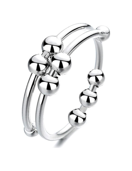 Anillo Fidget Ajustable de Acero Inoxidable con Perlas - Alivio de Ansiedad Anillo Fidget Ajustable de Acero Inoxidable con Perlas - Alivio de Ansiedad