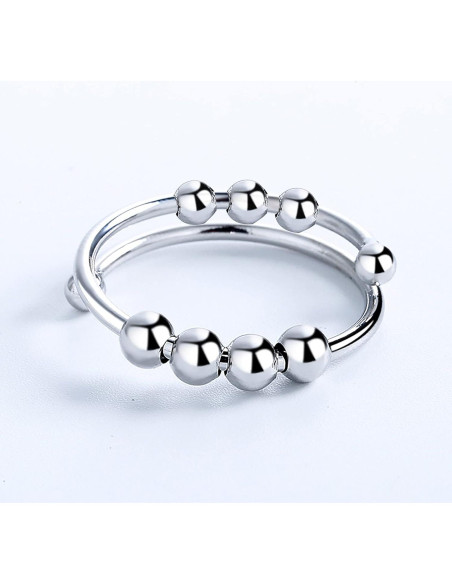 Anillo Fidget Ajustable de Acero Inoxidable con Perlas - Alivio de Ansiedad Anillo Fidget Ajustable de Acero Inoxidable con Perlas - Alivio de Ansiedad