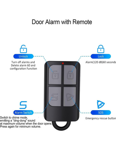 Alarma de Puerta y Ventana METAK D132 con Control Remoto Negro Alarma de Puerta y Ventana METAK D132 con Control Remoto Negro