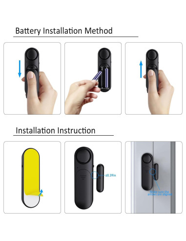 Alarma de Puerta y Ventana METAK D132 con Control Remoto Negro
