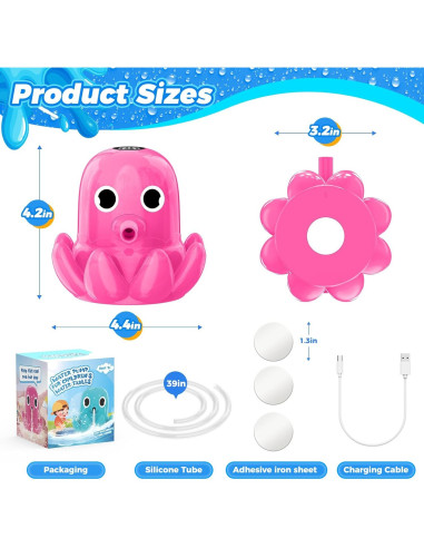 Bomba de Mesa de Agua Aoumcom Pulpo Rosa Inalámbrica Recargable