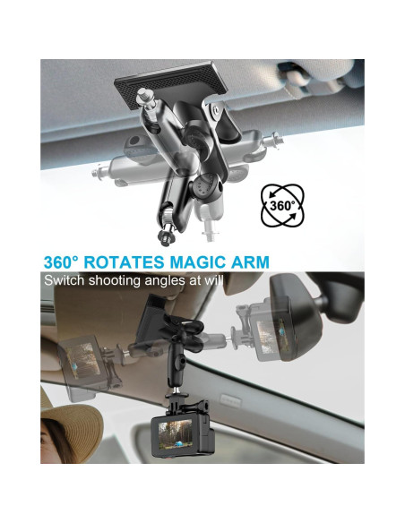 Soporte de cámara para visera de coche Woleyi - 360 ajustable Soporte de cámara para visera de coche Woleyi - 360 ajustable