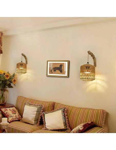 Juego de 2 Apliques de Pared a Batería NOVCAND Boho RGB Juego de 2 Apliques de Pared a Batería NOVCAND Boho RGB