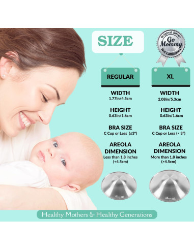 Copas de Lactancia de Plata Go Mommy X-Large - Protectores de Pezón