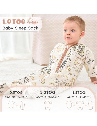 Saco de Sueño para Bebés Yoofoss 0-6 Meses Algodón Orgánico