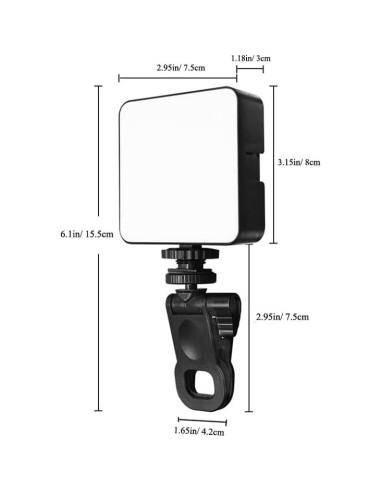 Luz Selfie LED Regulable HuaerHui con Clip para Cámara y Teléfono
