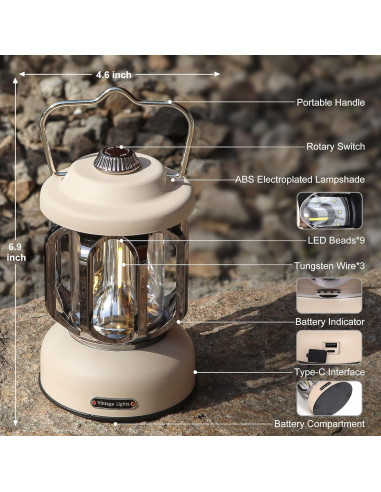 Linterna de Camping LED Recargable SEAMAGIC 2000mAh Blanca