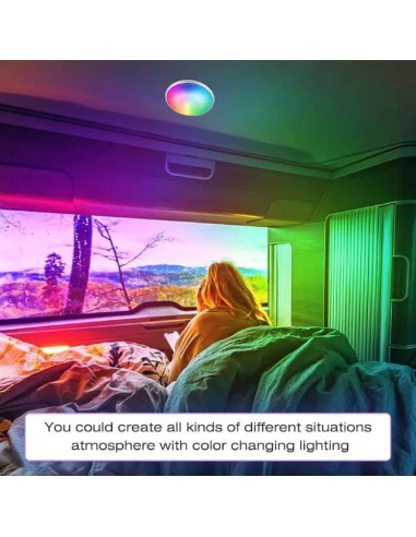 Luces de Techo LED RGB Asooll 12V - Paquete de 2, Regulables