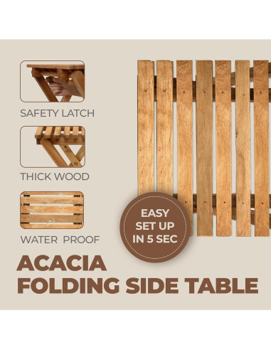 Mesa Lateral Plegable Timberholm 36.07 cm Acacia Natural