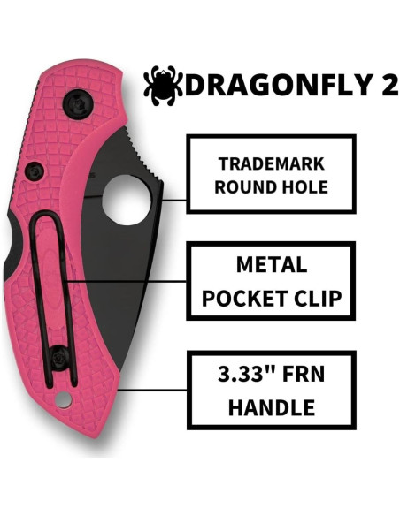 Cuchillo Plegable Spyderco Dragonfly 2 Rosa Hoja Negra 6.03 cm Cuchillo Plegable Spyderco Dragonfly 2 Rosa Hoja Negra 6.03 cm