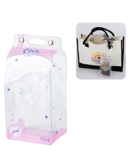 Funda Protectora Colgante Rosa PVC para Muñecas Labubu 21.96x16cm Funda Protectora Colgante Rosa PVC para Muñecas Labubu 21.96x16cm