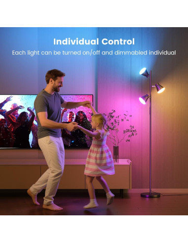 Lámpara de Pie LED RGB SIBRILLE 36W Regulable con Control Remoto