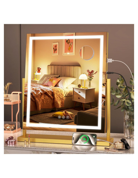 Espejo de Tocador LED Hasipu 43x56 cm con Luz Ajustable Espejo de Tocador LED Hasipu 43x56 cm con Luz Ajustable