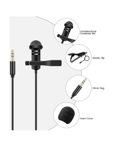 Micrófono Lavalier Weishan 1.5m para GoPro HERO11/10/9