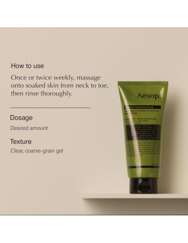 Exfoliante Corporal Aesop Geranio 180ml - Piel Suave e Hidratada