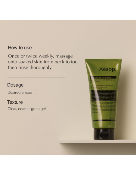 Exfoliante Corporal Aesop Geranio 180ml - Piel Suave e Hidratada Exfoliante Corporal Aesop Geranio 180ml - Piel Suave e Hidratada