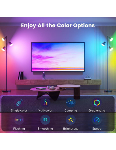 Lámpara de Pie LED RGB SIBRILLE 36W Regulable con Control Remoto