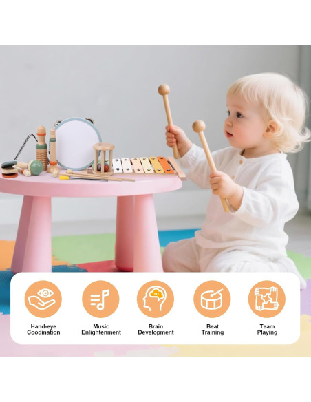 Juego de Instrumentos Musicales Montessori Uhqajd 8 en 1 Juego de Instrumentos Musicales Montessori Uhqajd 8 en 1
