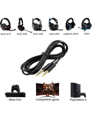 Cable de Audio JAINTA 2m para Auriculares Astro A10 A40 PS4