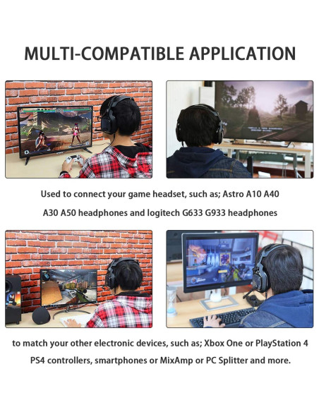 Cable de Audio JAINTA 2m para Auriculares Astro A10 A40 PS4 Cable de Audio JAINTA 2m para Auriculares Astro A10 A40 PS4