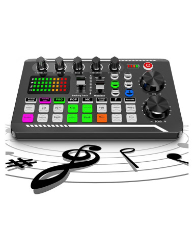 Tarjeta de Sonido F998 Mezclador de Audio Bluetooth 16 Efectos