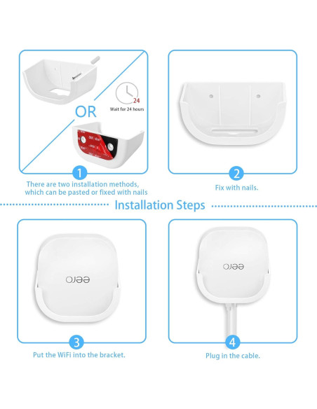 Soporte de pared HOLACA para enrutador eero 6 Wi-Fi 6 sin tornillos Soporte de pared HOLACA para enrutador eero 6 Wi-Fi 6 sin tornillos