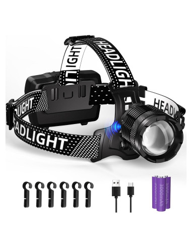 Linterna Frontal LED Zmoon Recargable 2000LM 40H IP67 Negra