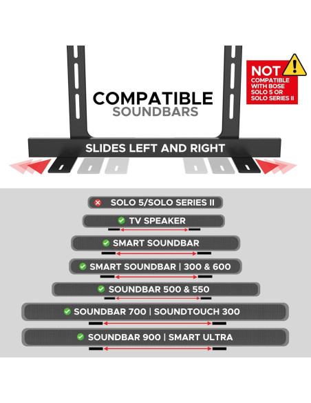 Soporte Universal para TV Soundbass Negro Compatible con Bose Soporte Universal para TV Soundbass Negro Compatible con Bose