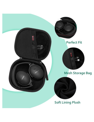 Funda Dura XANAD para Auriculares Bose QC 35/45/Ultra - Negro