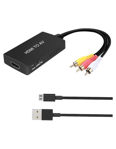 Convertidor HDMI a RCA TaiHuai, Adaptador AV 3RCA Soporta PAL/NTSC