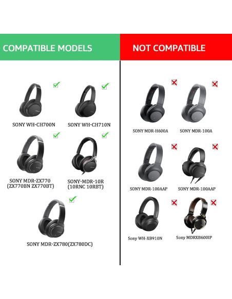 Almohadillas de Reemplazo para Auriculares Sony WH-CH700N/WH-CH710N - Krone Kalpasmos - Espuma de Memoria y Cuero Negro Almohadillas de Reemplazo para Auriculares Sony WH-CH700N/WH-CH710N - Krone Kalpasmos - Espuma de Memoria y Cuero Negro
