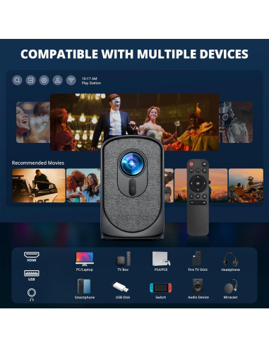 Proyector Mini Inalámbrico Dragon Touch L01 1080P 350 ANSI 4K