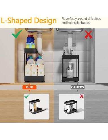 Organizador Bajo Fregadero Creahaus 2 Niveles 2 Pack Metal