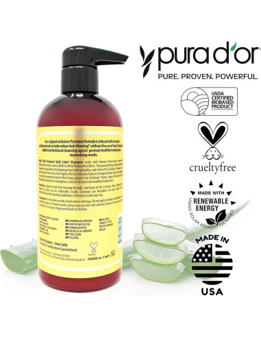 Champú Anticaída PURA D'OR 473 ml - Biotina y Aceite de Argán