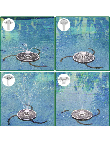 Fuente de Agua Solar AISITIN 3.7W con Soporte y Boquillas