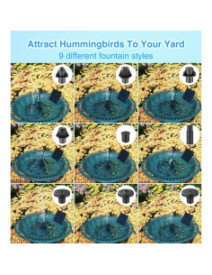 Bomba de Fuente Solar SZMP 1.8W con 9 Boquillas y 3m Cable 2