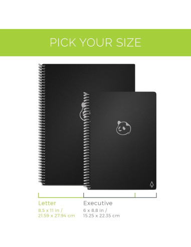 Planificador Reutilizable Panda Rocketbook Ejecutivo Negro 15.2x22.4