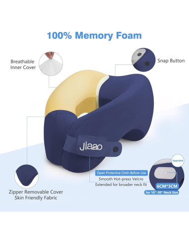 Almohada de Cuello de Viaje Jiaao KSNP0025 Espuma Viscoelástica