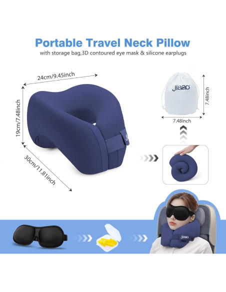 Almohada de Cuello de Viaje Jiaao KSNP0025 Espuma Viscoelástica Almohada de Cuello de Viaje Jiaao KSNP0025 Espuma Viscoelástica