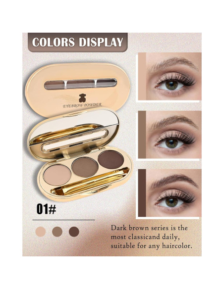 Kit de Polvo para Cejas LYSdefeu - 3 Colores Impermeables Kit de Polvo para Cejas LYSdefeu - 3 Colores Impermeables