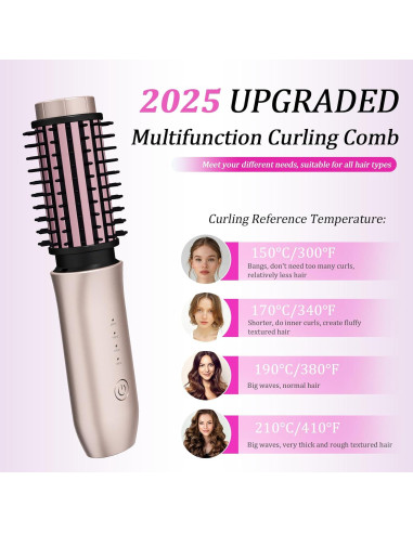 Cepillo Rizador Inalámbrico Dongxw 3-en-1 Rosa Blush